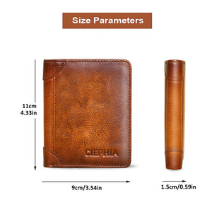 Premium Mens Slim Bifold Leather RFID Wallet