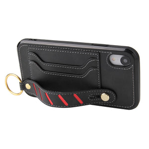 PU Leather Wallet Case with Finger Ring for Samsung Smartphones