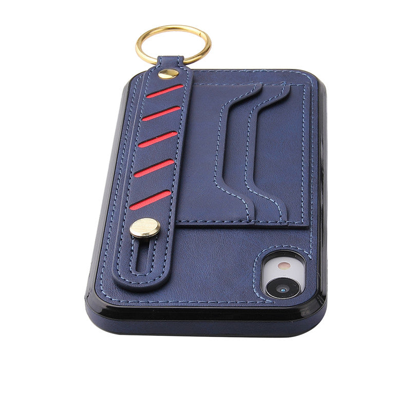 PU Leather Wallet Case with Finger Ring for Samsung Smartphones
